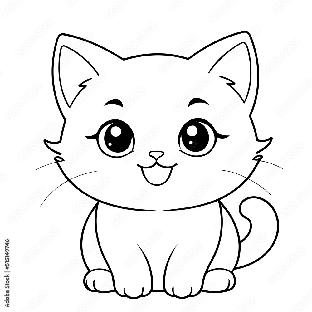 Simple vector illustration of Kitten drawing for toddlers book Simple vector illustration of Kitten drawing for toddlers book