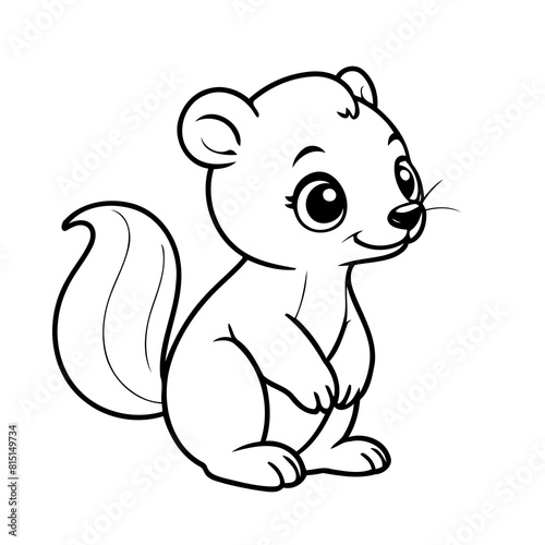 Vector illustration of a cute Skunk drawing for toddlers colouring page