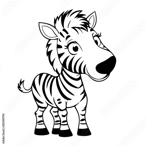 Simple vector illustration of Zebra drawing for kids colouring activity