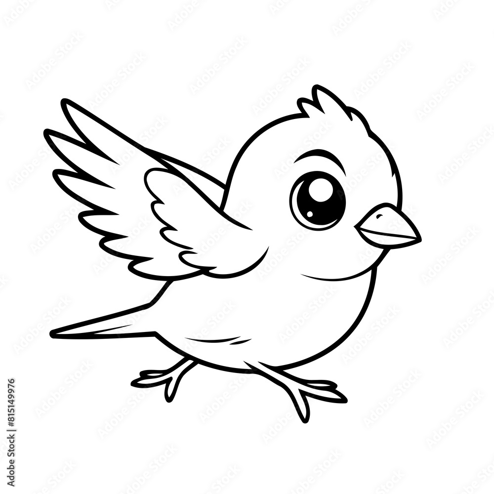 Vector illustration of a cute Sparrow doodle for children worksheet