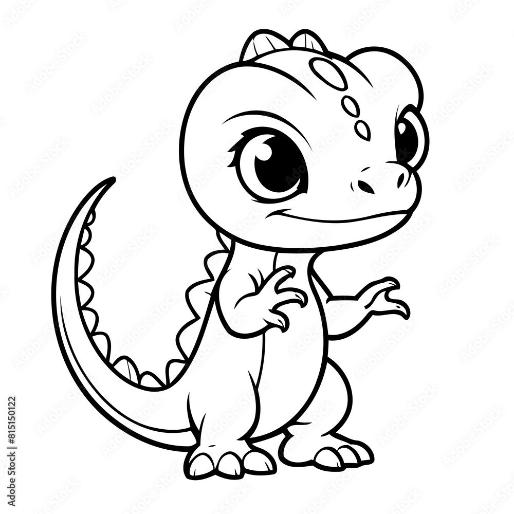 Naklejka premium Simple vector illustration of Lizard for toddlers colouring page