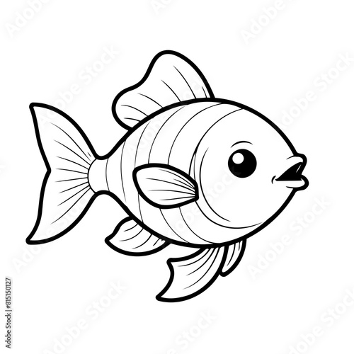 Simple vector illustration of Fish drawing for toddlers colouring page