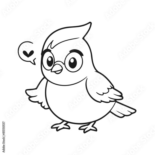 Vector illustration of a cute Bird doodle for toddlers coloring activity