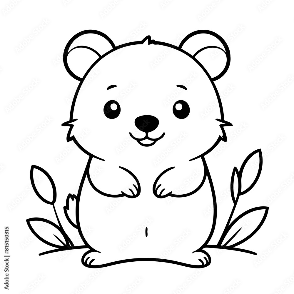 Vector illustration of a cute Quokka doodle for toddlers colouring page Vector illustration of a cute Quokka doodle for toddlers colouring page