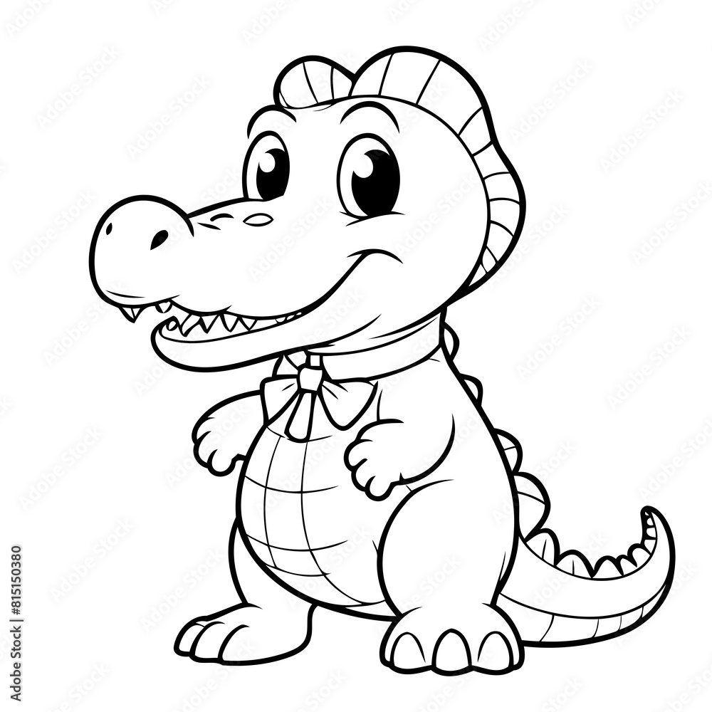 Simple vector illustration of Alligator drawing for toddlers colouring page Simple vector illustration of Alligator drawing for toddlers colouring page