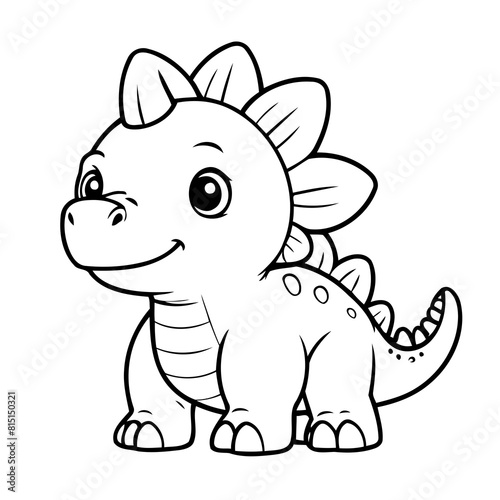 Simple vector illustration of Stegosaurus colouring page for kids