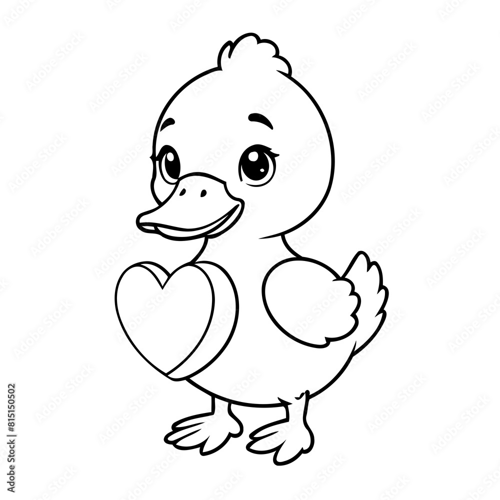Vector illustration of a cute Duck doodle for kids colouring page Vector illustration of a cute Duck doodle for kids colouring page