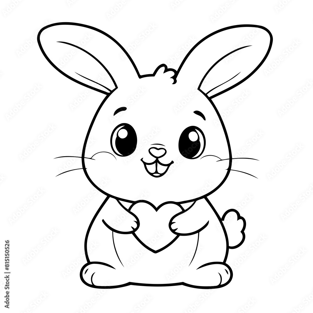 Obraz premium Cute vector illustration Rabbit doodle for toddlers worksheet