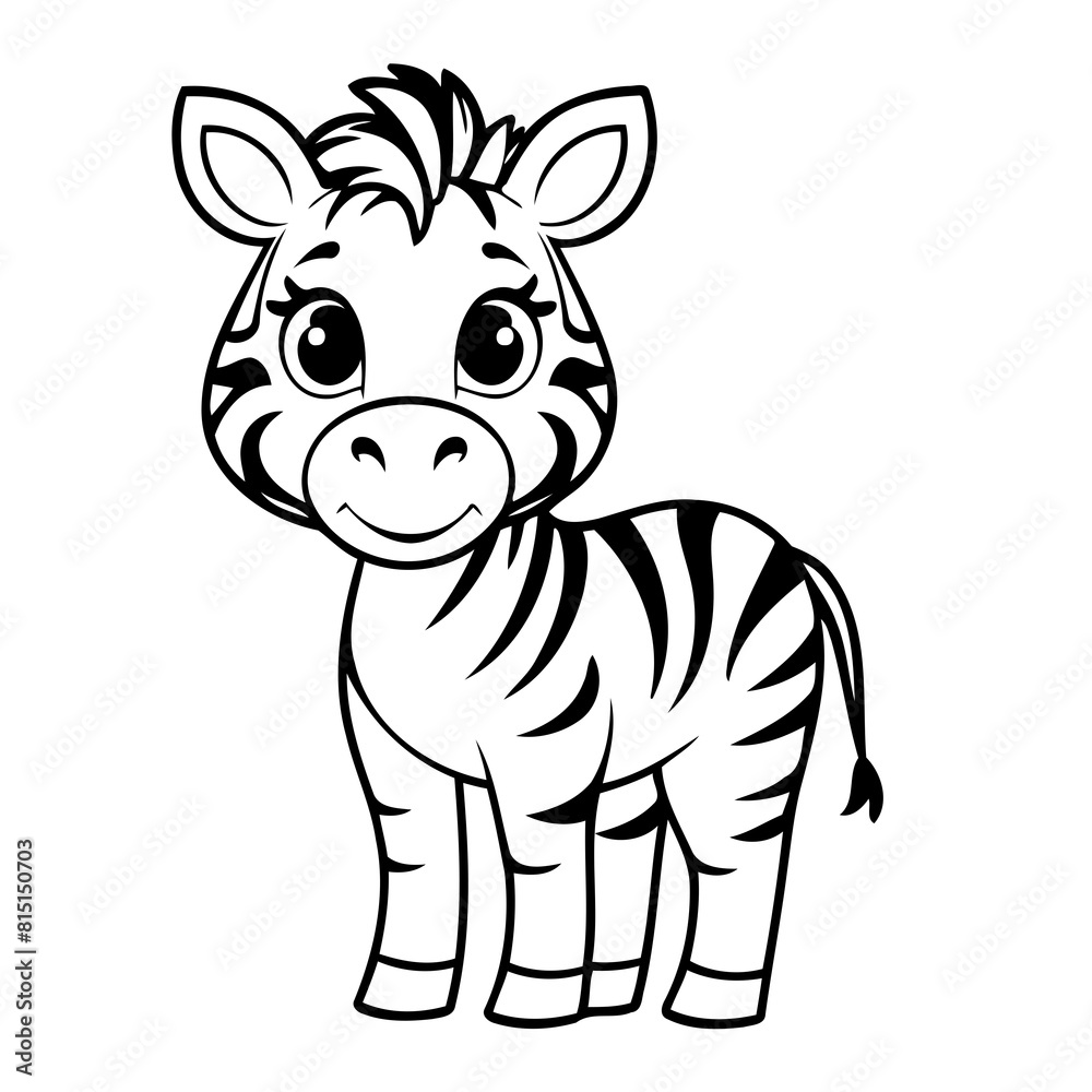 Vector illustration of a cute Zebra doodle for kids coloring worksheet
