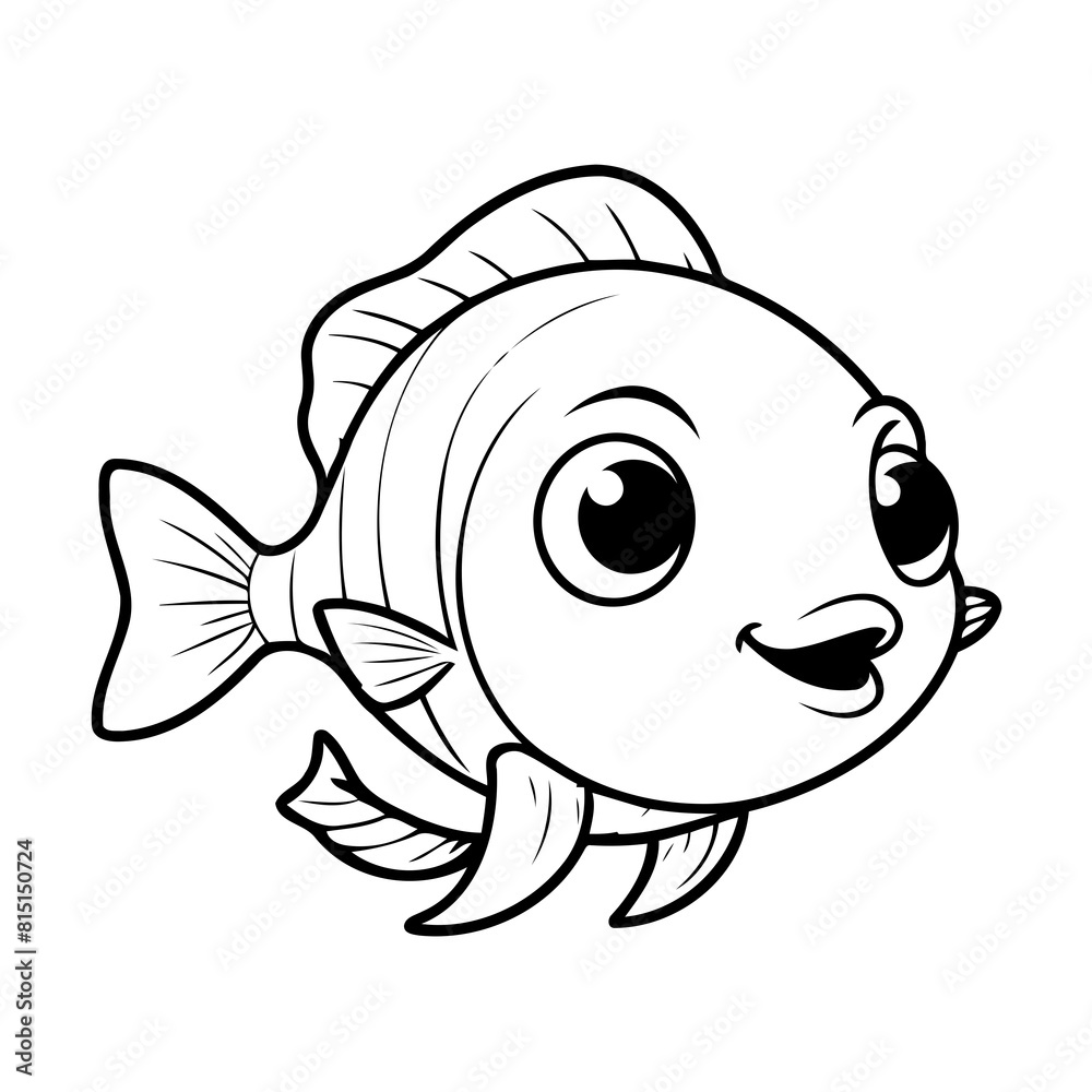 Vector illustration of a cute Fish drawing for colouring page Vector illustration of a cute Fish drawing for colouring page