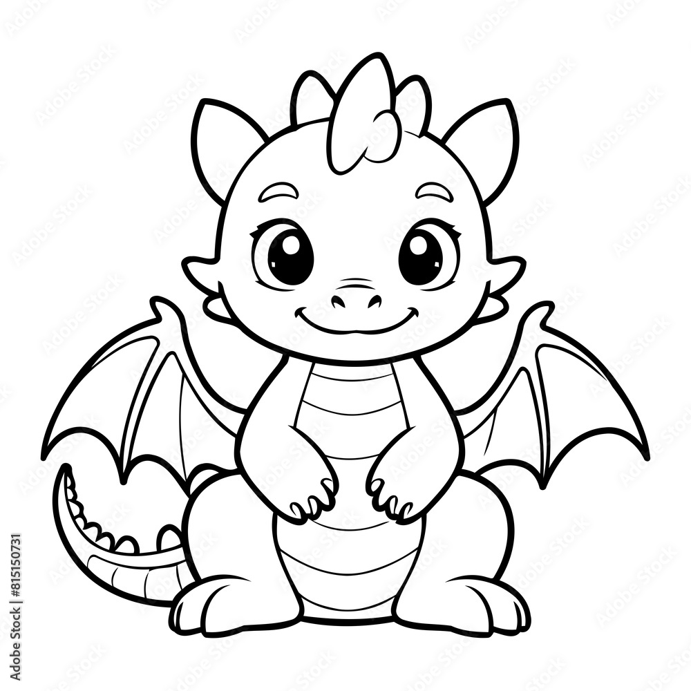 Fototapeta premium Vector illustration of a cute Dragon doodle for toddlers worksheet