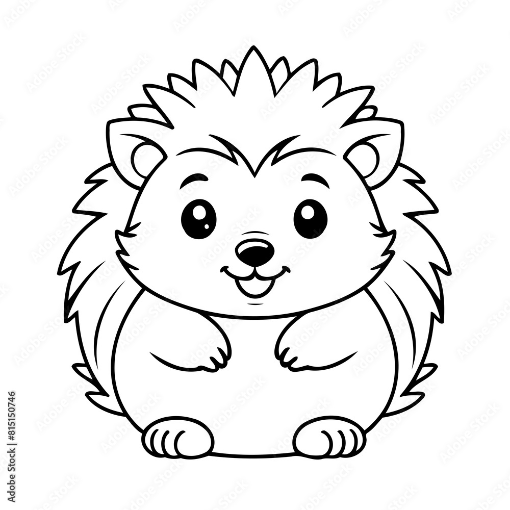 Simple vector illustration of Hedgehog for children colouring activity