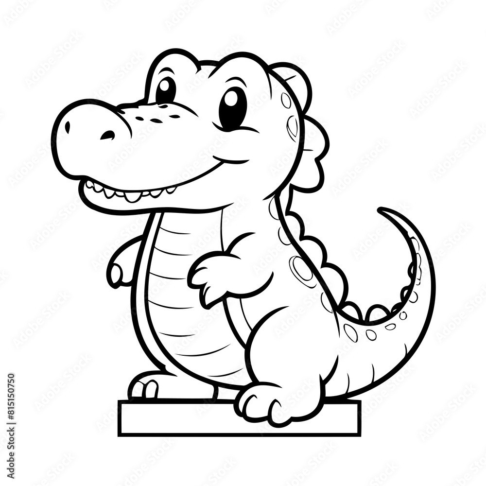 Cute vector illustration Alligator for kids colouring page Cute vector illustration Alligator for kids colouring page