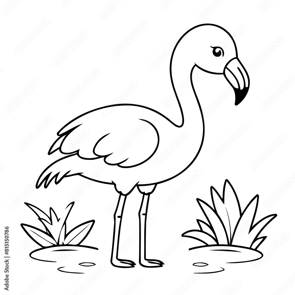 Vector illustration of a cute Flamingo doodle for toddlers coloring activity Vector illustration of a cute Flamingo doodle for toddlers coloring activity
