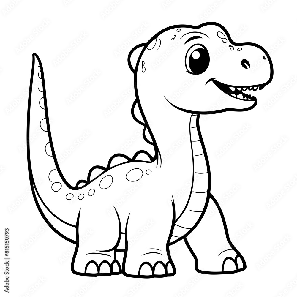 Fototapeta premium Cute vector illustration Diplodocus drawing for toddlers coloring activity