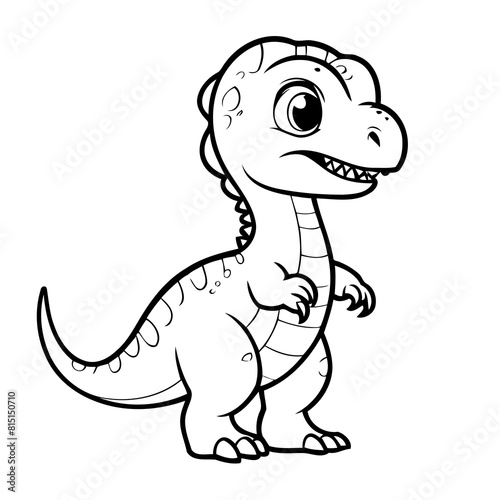 Cute vector illustration Velociraptor doodle for kids coloring worksheet