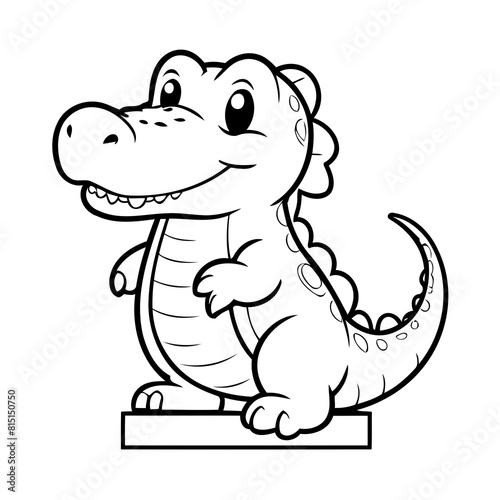 Cute vector illustration Alligator for kids colouring page © meastudios