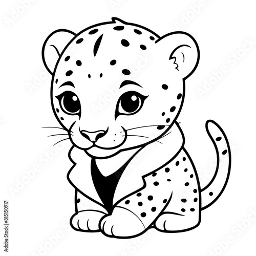 Simple vector illustration of Cheetah hand drawn for toddlers