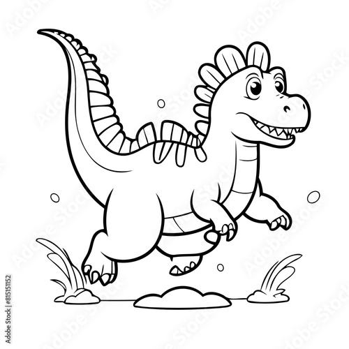Vector illustration of a cute Spinosaurus drawing for kids colouring activity