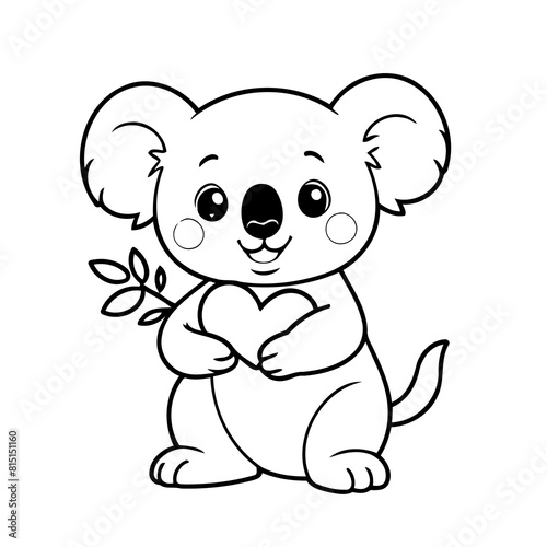 Cute vector illustration Koala drawing for kids colouring page