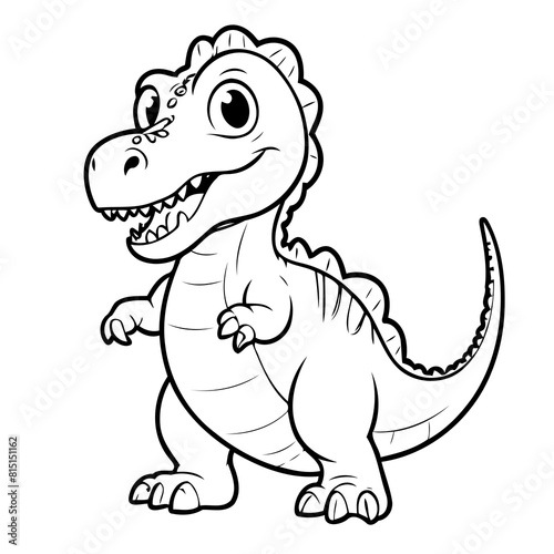 Simple vector illustration of Allosaurus drawing for kids colouring activity