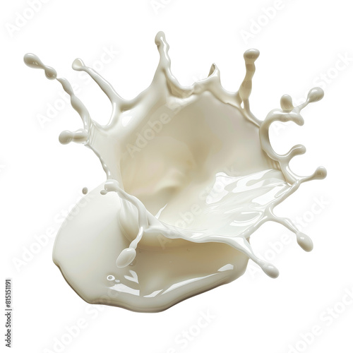 A milk splash frozen in motion on a clean white surface, a Splash of milk or cream, cut out isolated on transparent background