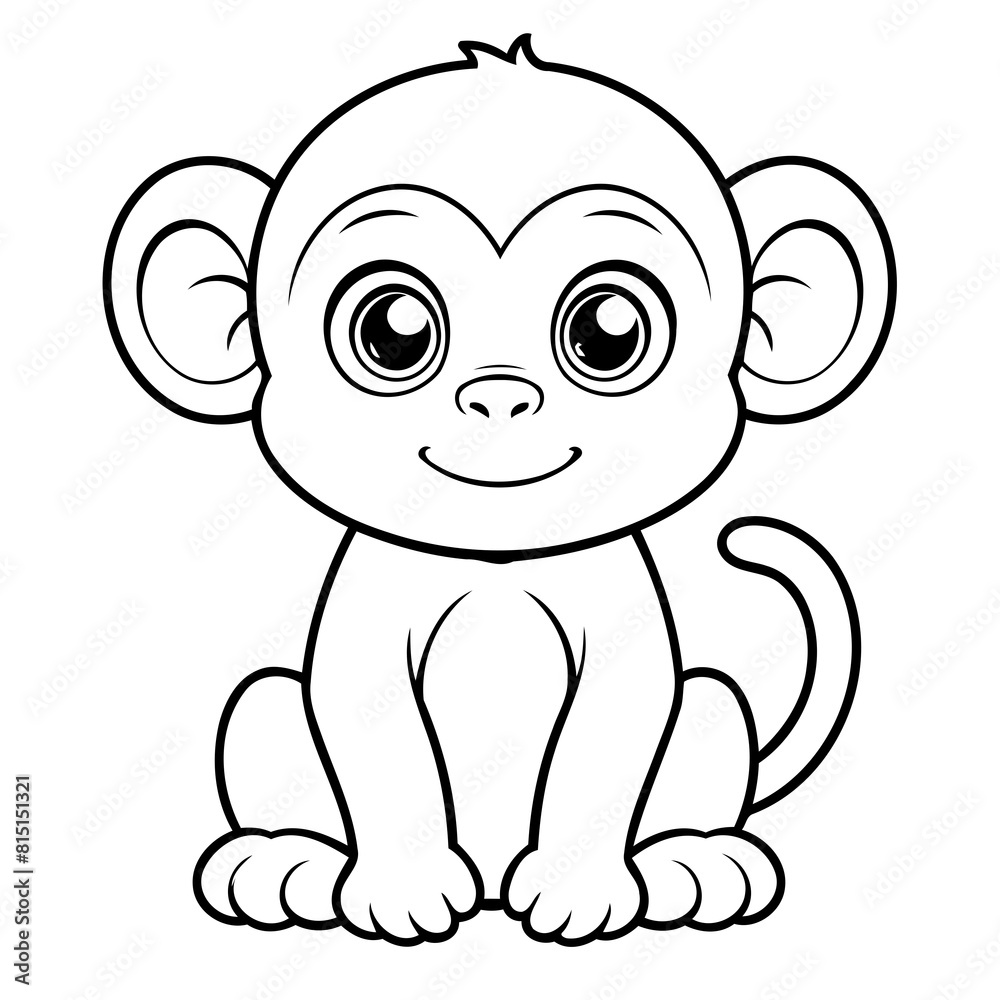 Simple vector illustration of Monkey colouring page for kids Simple vector illustration of Monkey colouring page for kids