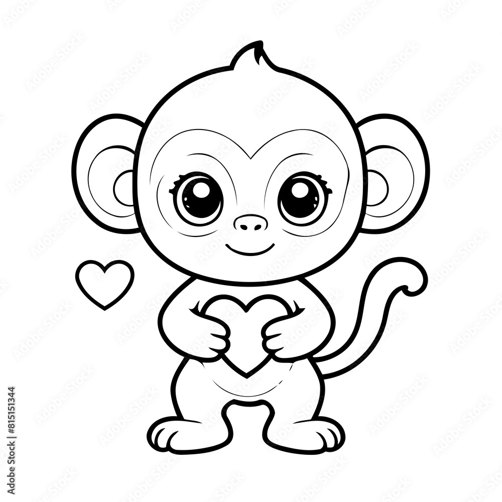 Cute vector illustration Monkey drawing for toddlers colouring page Cute vector illustration Monkey drawing for toddlers colouring page