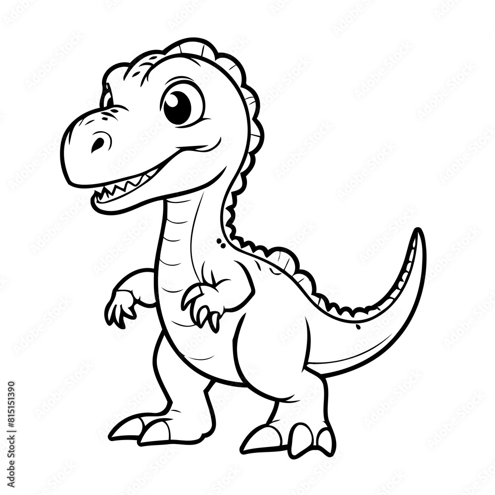 Cute vector illustration Velociraptor doodle for toddlers worksheet