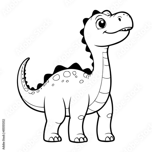 Vector illustration of a cute Diplodocus drawing for kids page © meastudios
