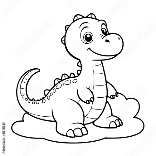 Vector illustration of a cute Diplodocus doodle for children worksheet