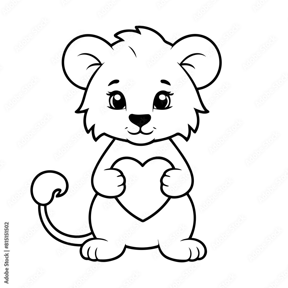 Cute vector illustration Lion for kids colouring page Cute vector illustration Lion for kids colouring page