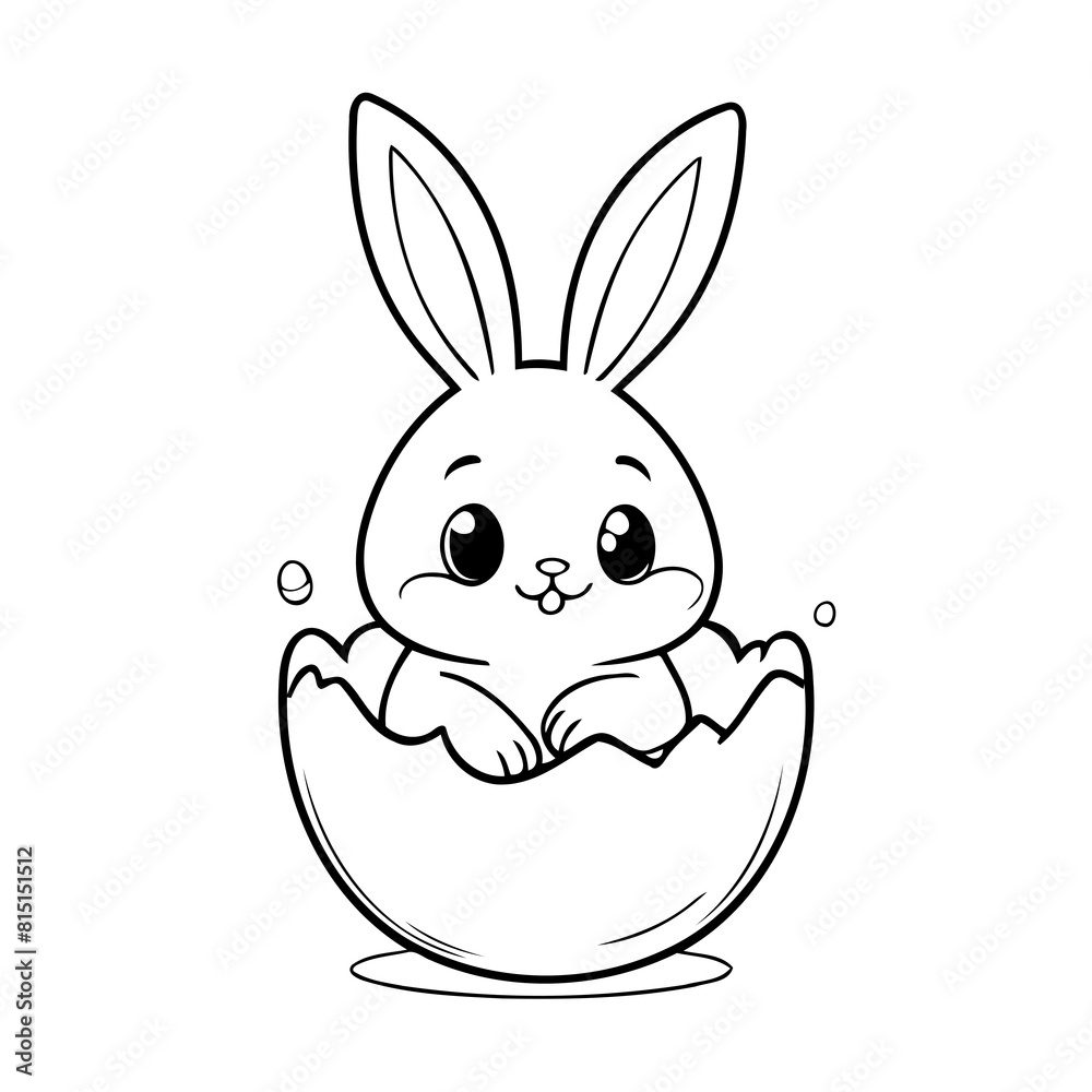 Obraz premium Cute vector illustration Bunny doodle for kids colouring page
