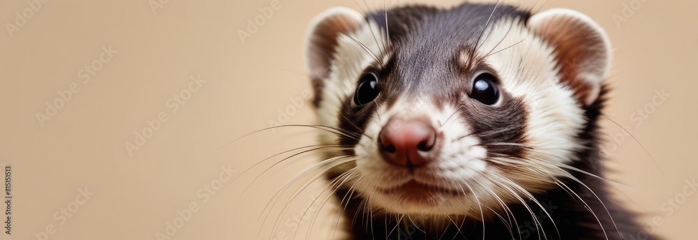 The cute funny ferret portrait banner copy space The cute funny ferret portrait banner copy space