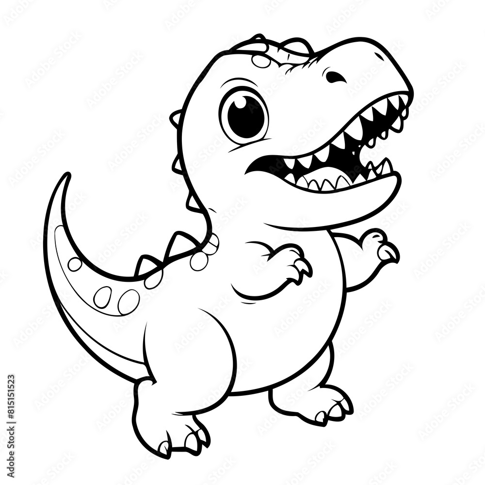 Fototapeta premium Cute vector illustration Tyrannosaurus doodle for toddlers colouring page