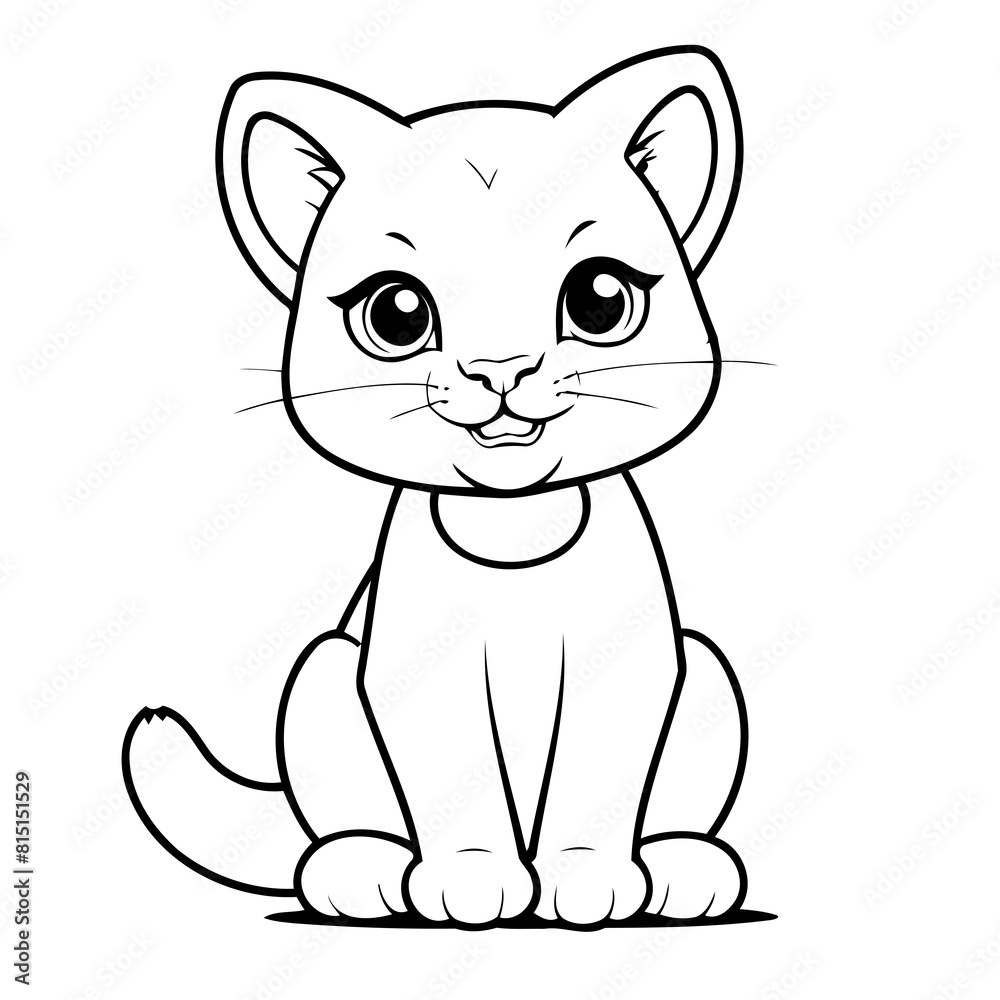 Vector illustration of a cute Puma drawing for kids colouring page Vector illustration of a cute Puma drawing for kids colouring page