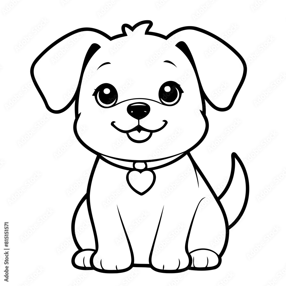 Vector illustration of a cute Dog doodle for kids coloring worksheet Vector illustration of a cute Dog doodle for kids coloring worksheet