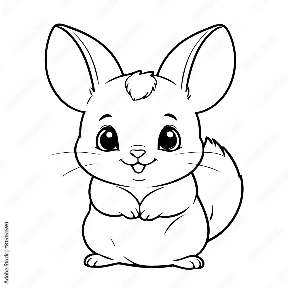 Obraz premium Vector illustration of a cute Chinchilla drawing for kids page