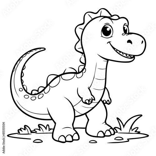 Vector illustration of a cute Diplodocus drawing for toddlers colouring page