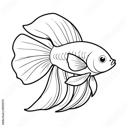 Simple vector illustration of Betta drawing for toddlers colouring page