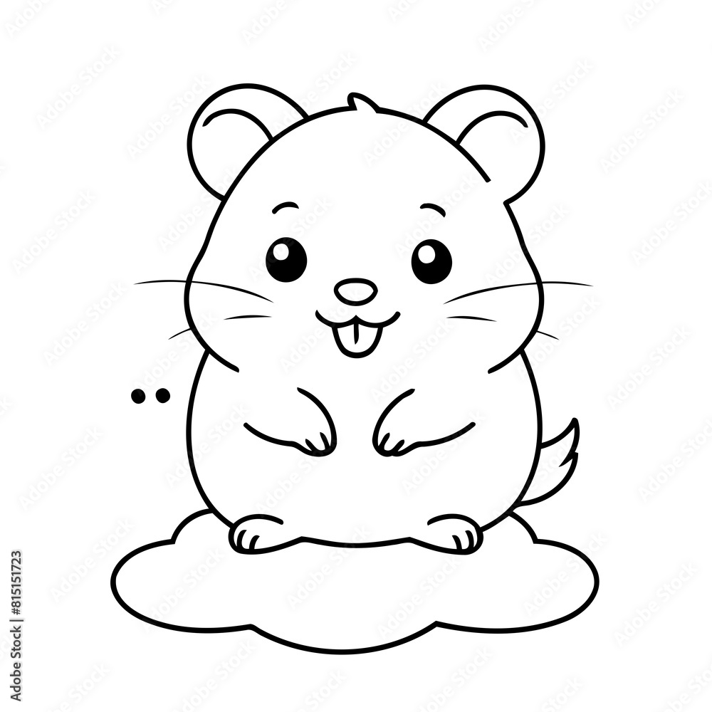 Simple vector illustration of Hamster drawing for kids colouring activity Simple vector illustration of Hamster drawing for kids colouring activity