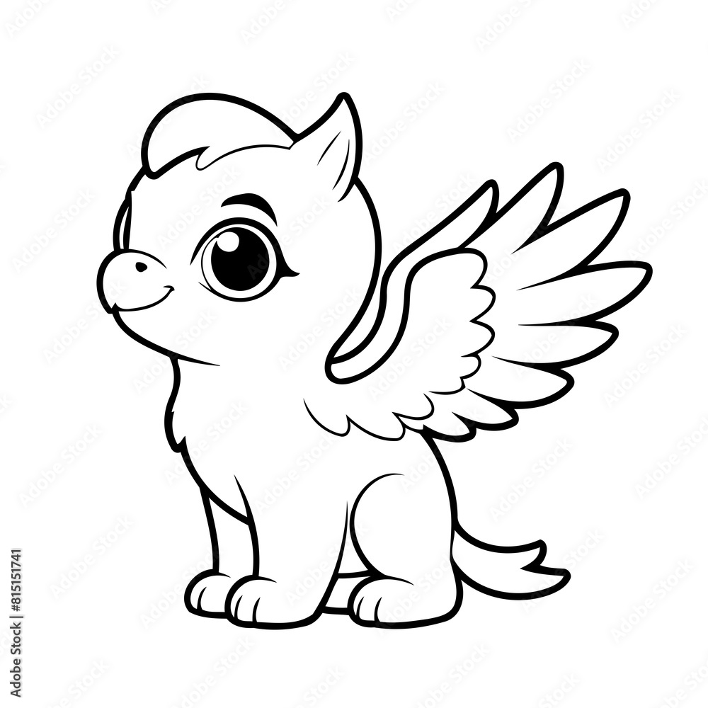 Simple vector illustration of Griffin outline for colouring page