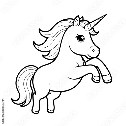 Vector illustration of a cute Unicorn drawing for kids colouring activity
