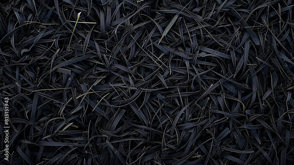 Black Grass Blades from a Close-up Overhead View - Grass Texture With Copy Space