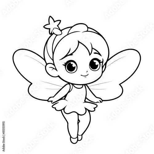 Cute vector illustration Fairy drawing for colouring page