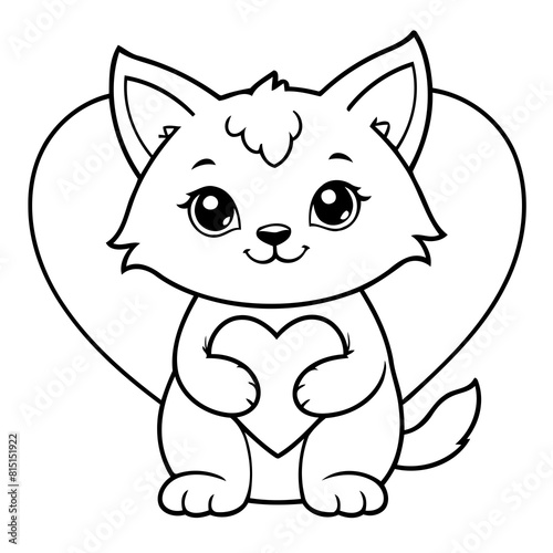 Vector illustration of a cute Lynx doodle drawing for kids page