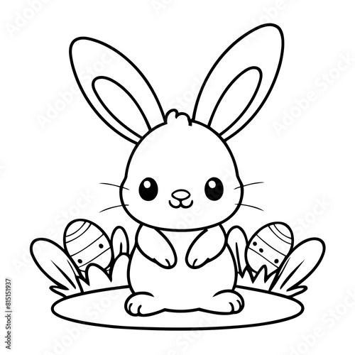Vector illustration of a cute Easter drawing for toddlers coloring activity