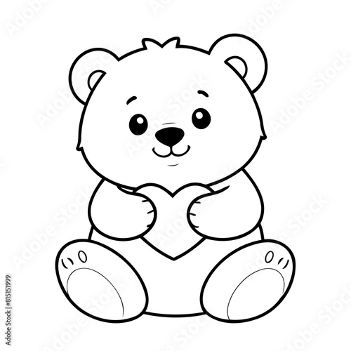 Cute vector illustration Bear drawing for kids colouring activity