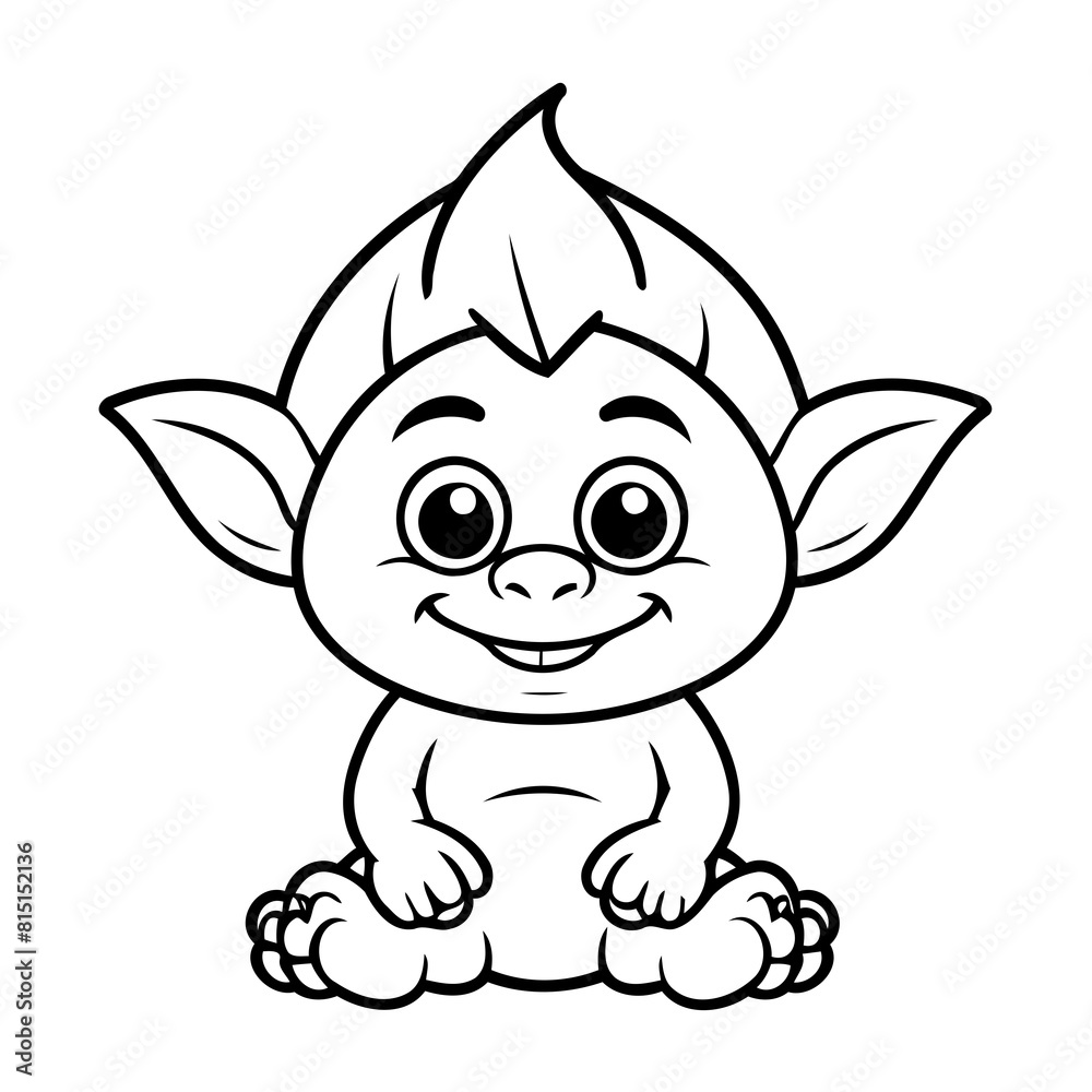 Simple vector illustration of Troll doodle for toddlers worksheet Simple vector illustration of Troll doodle for toddlers worksheet