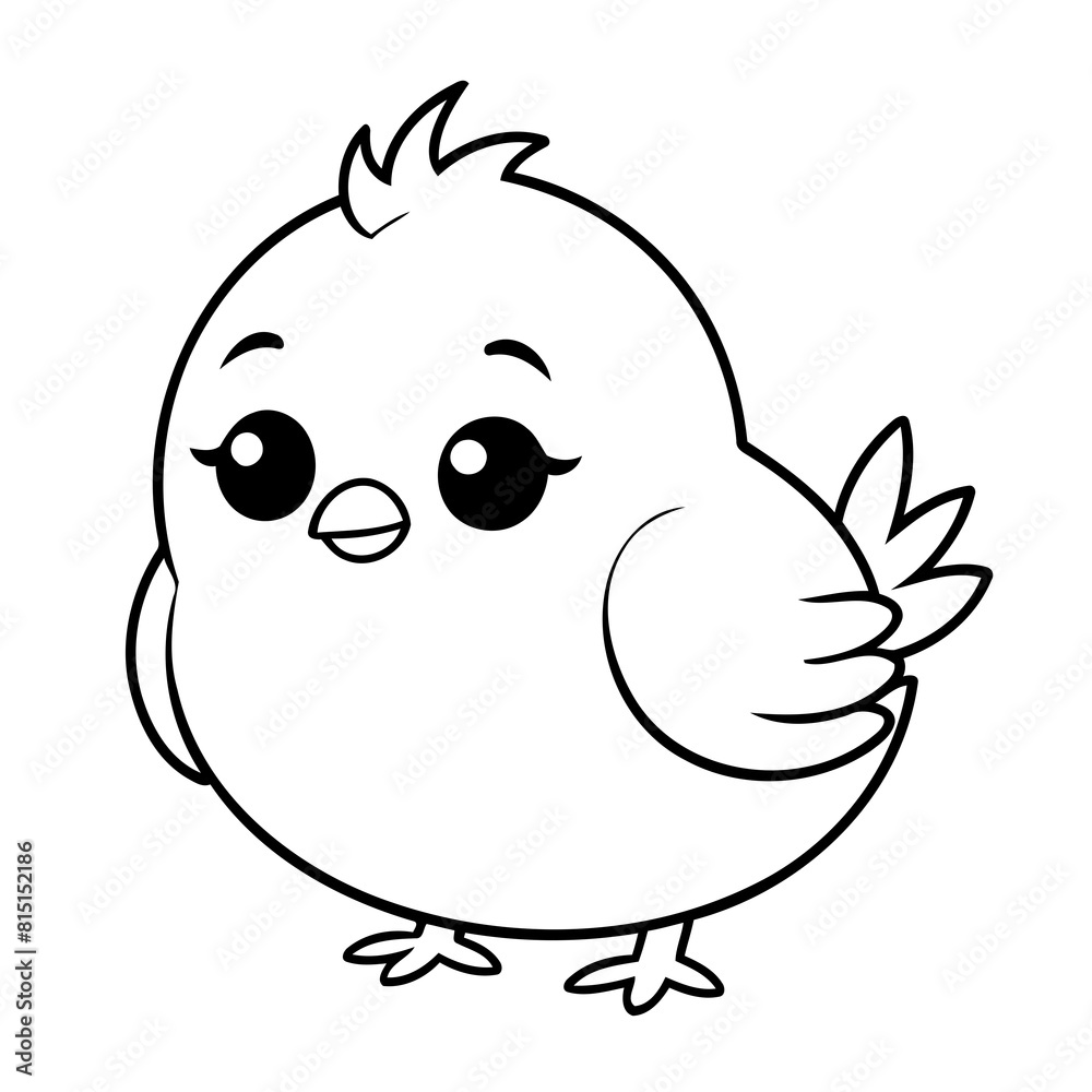 Cute vector illustration Bird for kids colouring worksheet Cute vector illustration Bird for kids colouring worksheet